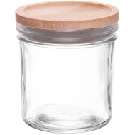 Porta Mantimento 8,2x9,5cm Com Tampa De Bambu Renova Vidro